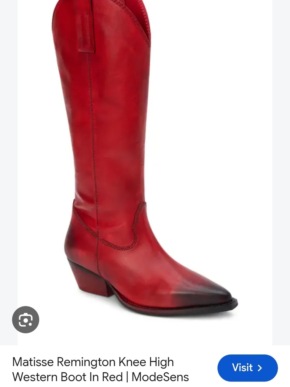Matisse Red Knee-High Western Boot with Pointed Toe
